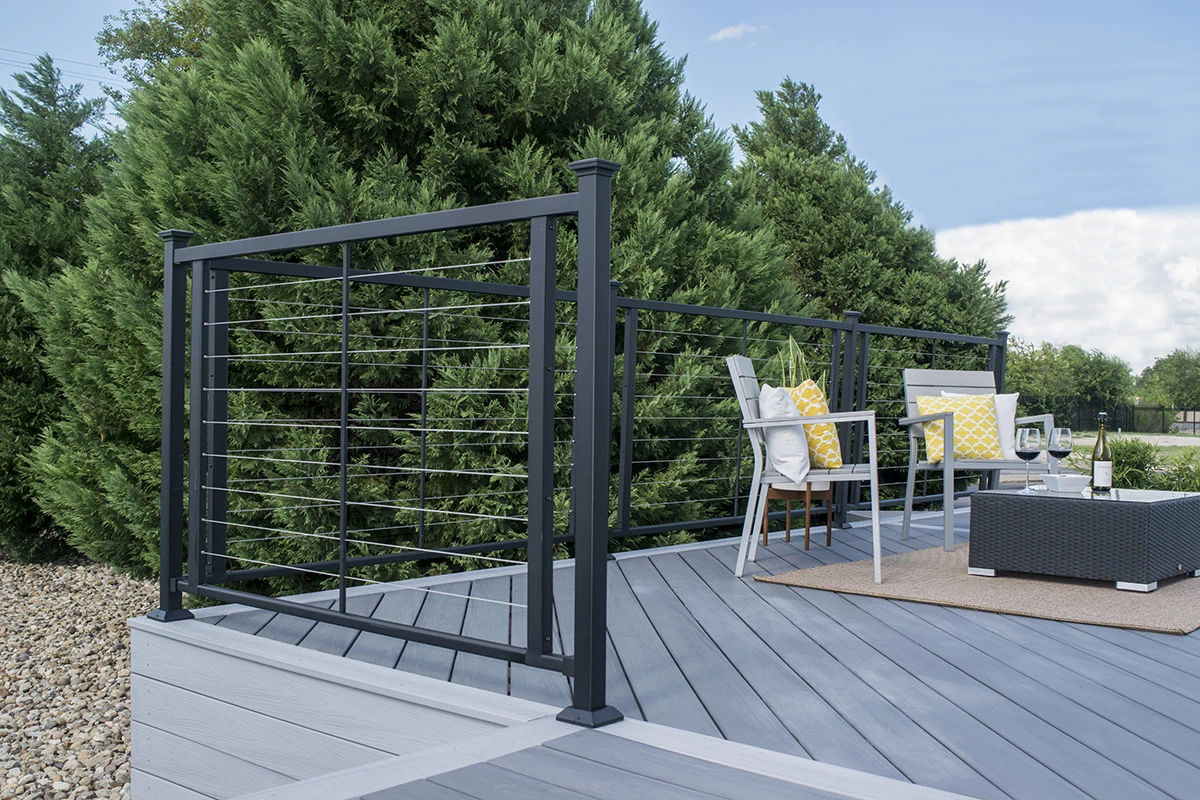 Fortress horizontal cable railing on modern deck
