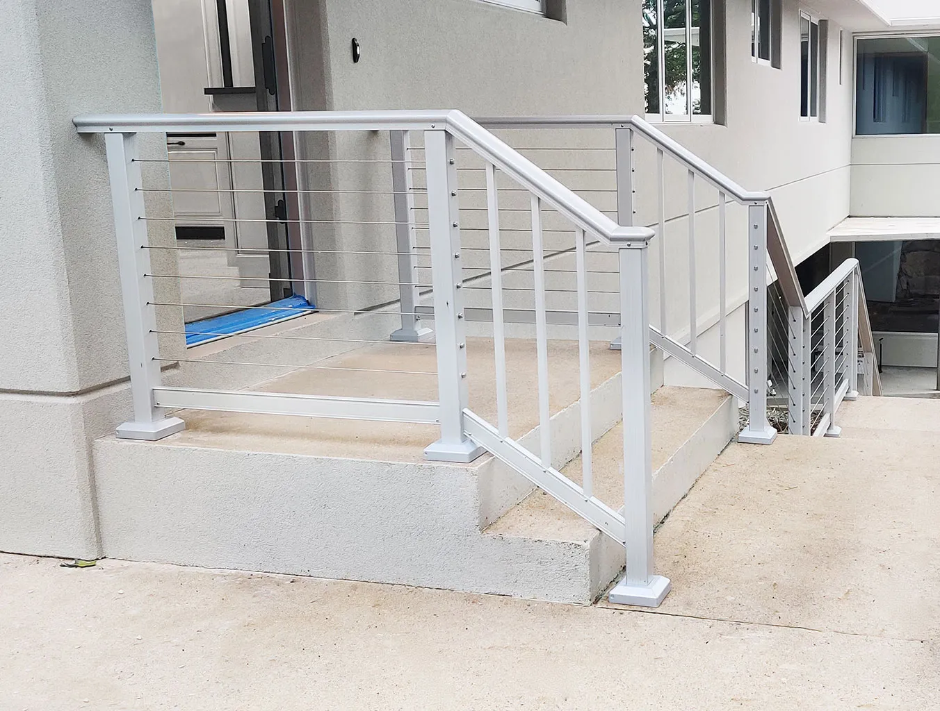 RailFX cable railing on stair transitions