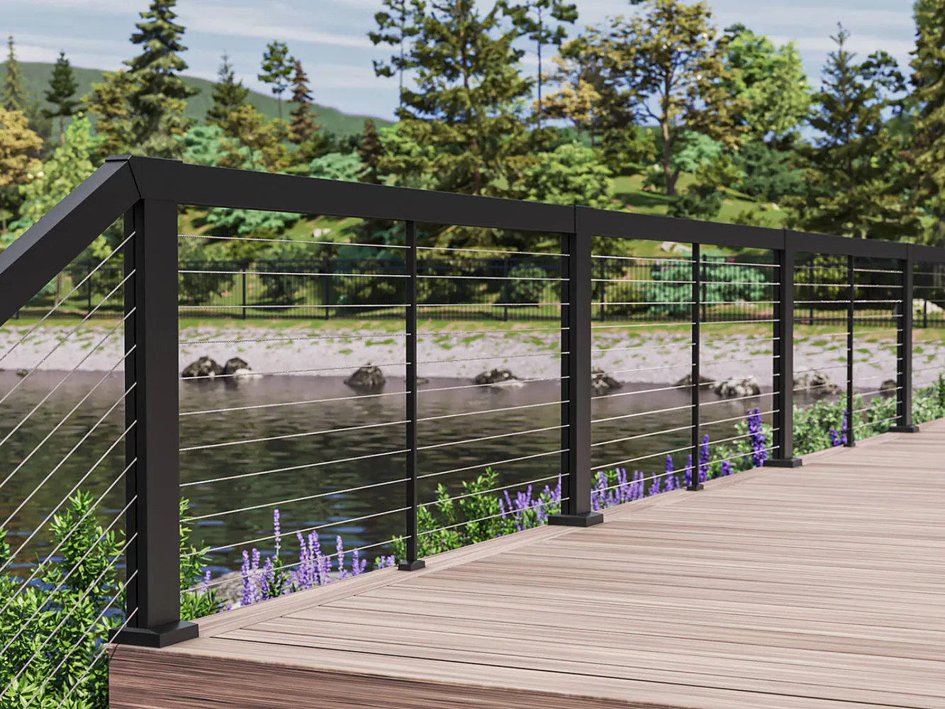 RDI Elevation Cable Railing on modern deck
