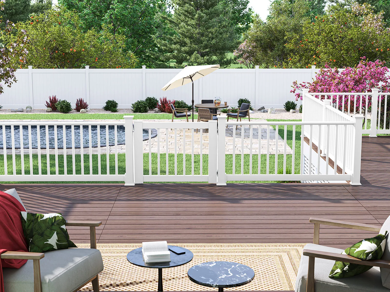 White installed deck