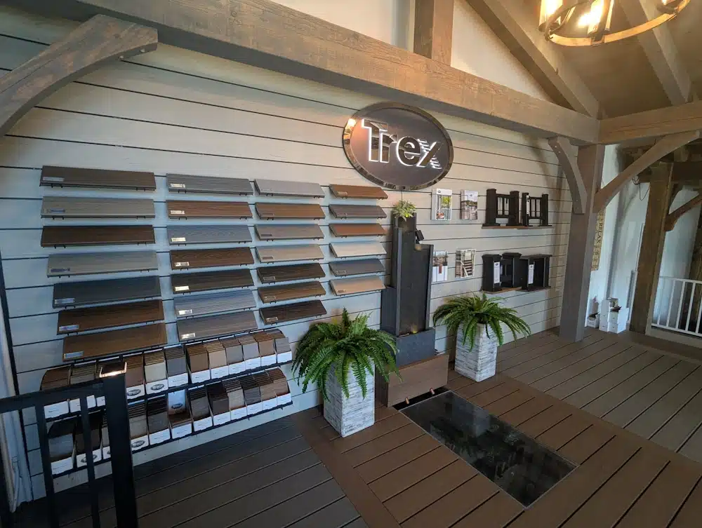 Trex and TimberTech railing displays side by side