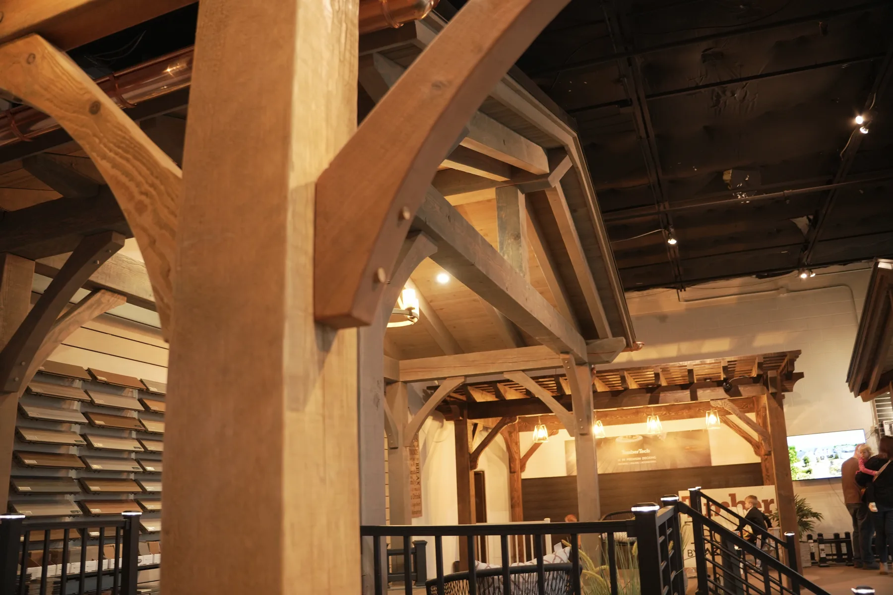 Timber frame pavilion with covered outdoor dining