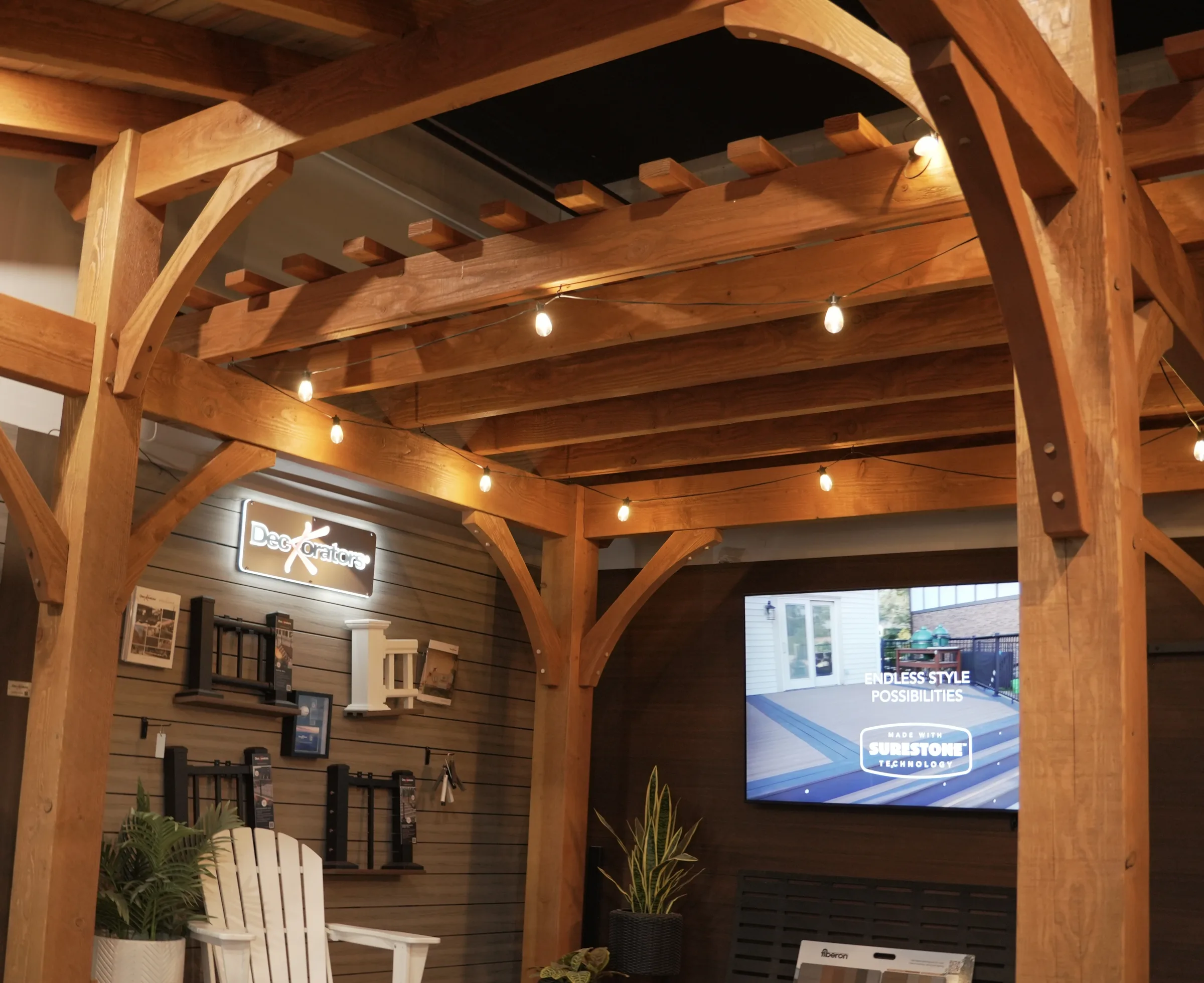Freestanding pergola kit in backyard setting