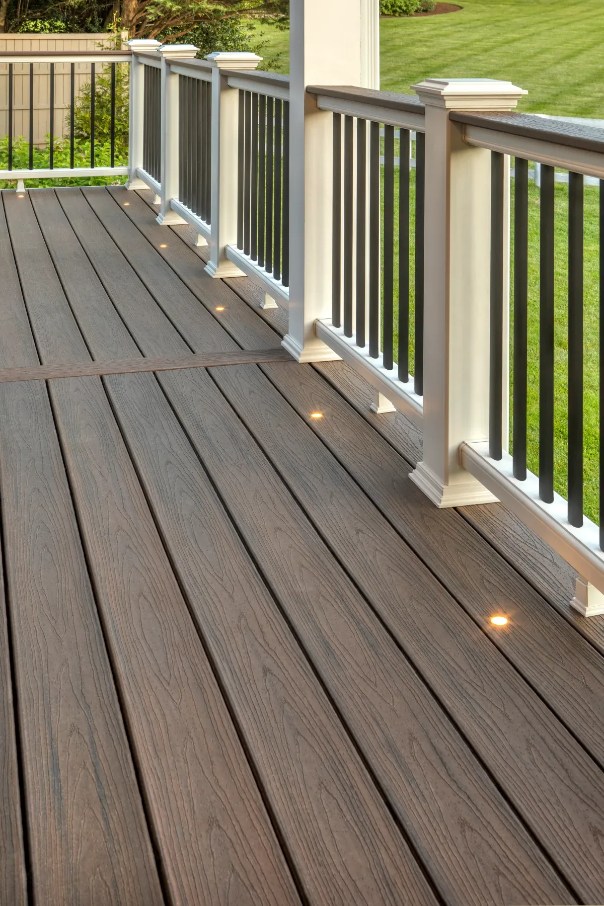 Trex recessed deck lights flush-mounted in deck boards