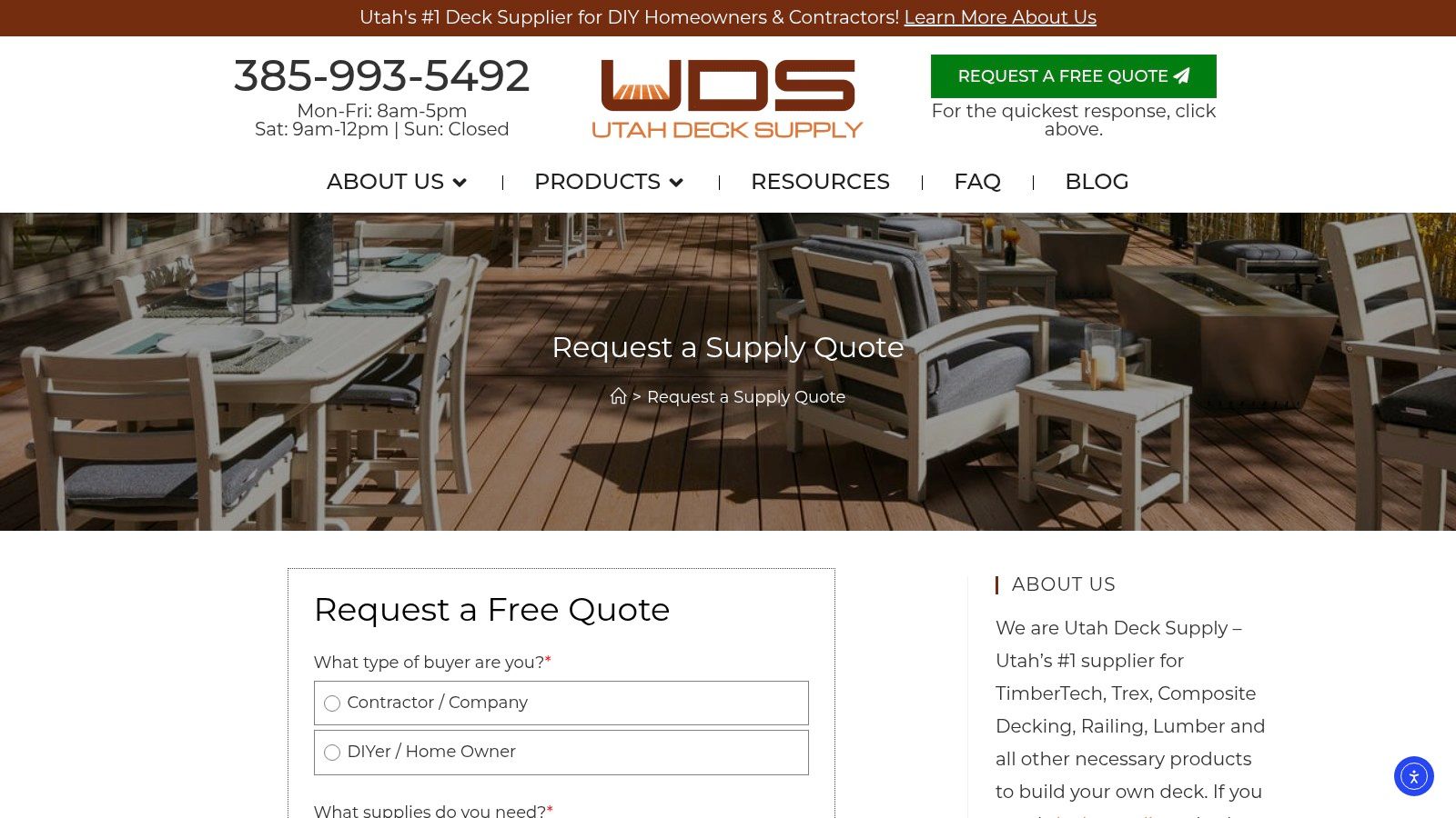 Screenshot from https://utahdecksupply.com/free-quote/#quote-form